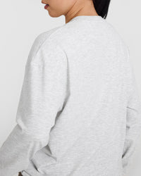 Classic Oversized Lightweight Long Sleeve Top | Light Grey Marl