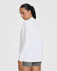 Classic Oversized Lightweight Long Sleeve Top | White