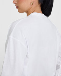 Classic Oversized Lightweight Long Sleeve Top | White