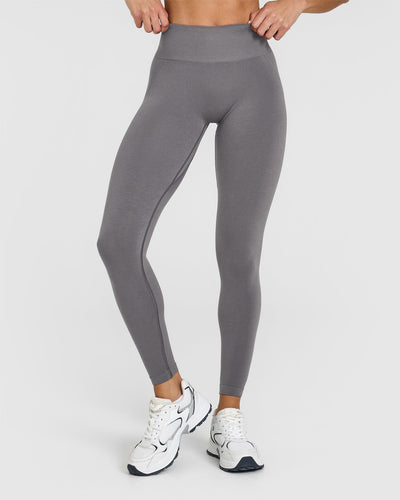 EffortlessLift™ Seamless Leggings with White Logo | Ash Grey