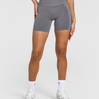 EffortlessLift™ Seamless Shorts with White Logo | Ash Grey