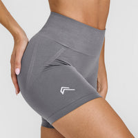 EffortlessLift™ Seamless Shorts with White Logo | Ash Grey