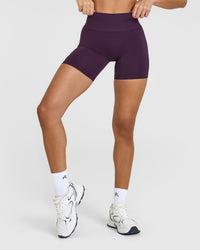 EffortlessLift™ Seamless Shorts with White Logo | Blackberry Purple