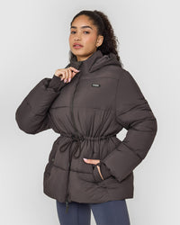 Mid Length Puffer Jacket | Truffle Brown