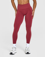 Effortless Seamless Leggings with White Logo | Burnt Cherry