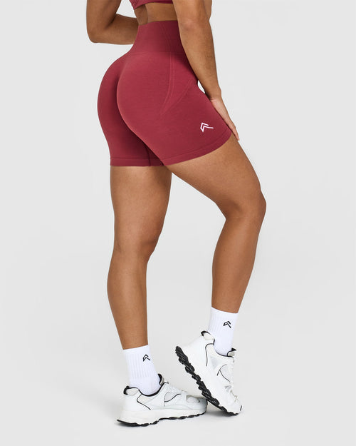 Effortless Seamless Shorts with White Logo | Burnt Cherry
