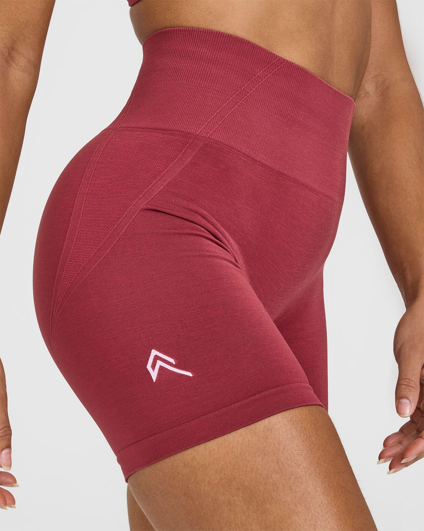EffortlessLift™ Seamless Shorts with White Logo | Burnt Cherry
