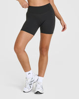 SoftMotion™ Shorts 6" with White Logo | Soft Black