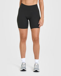 SoftMotion™ Cycling Shorts 8" with White Logo | Soft Black