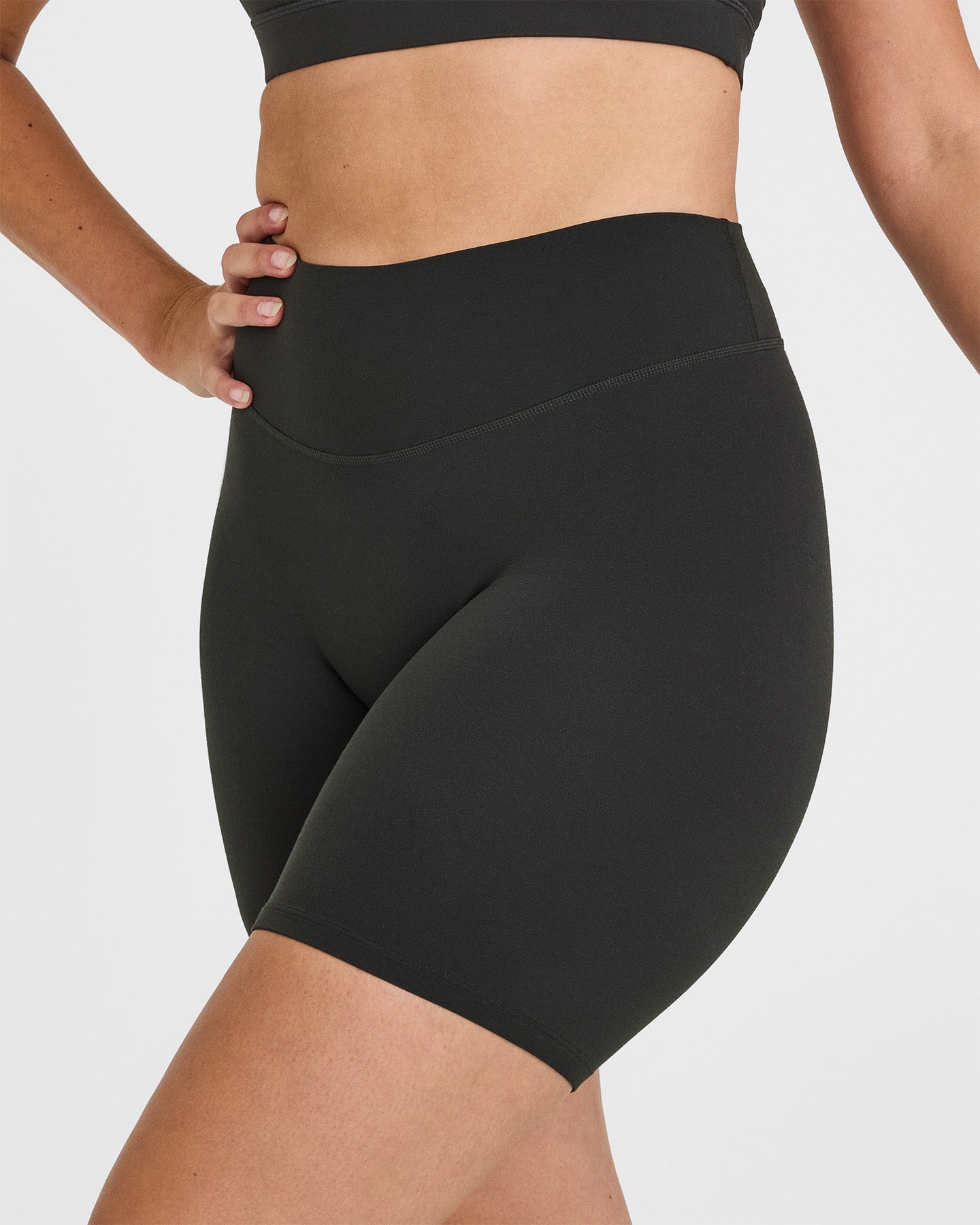SoftMotion™ Cycling Shorts 8" with White Logo | Soft Black