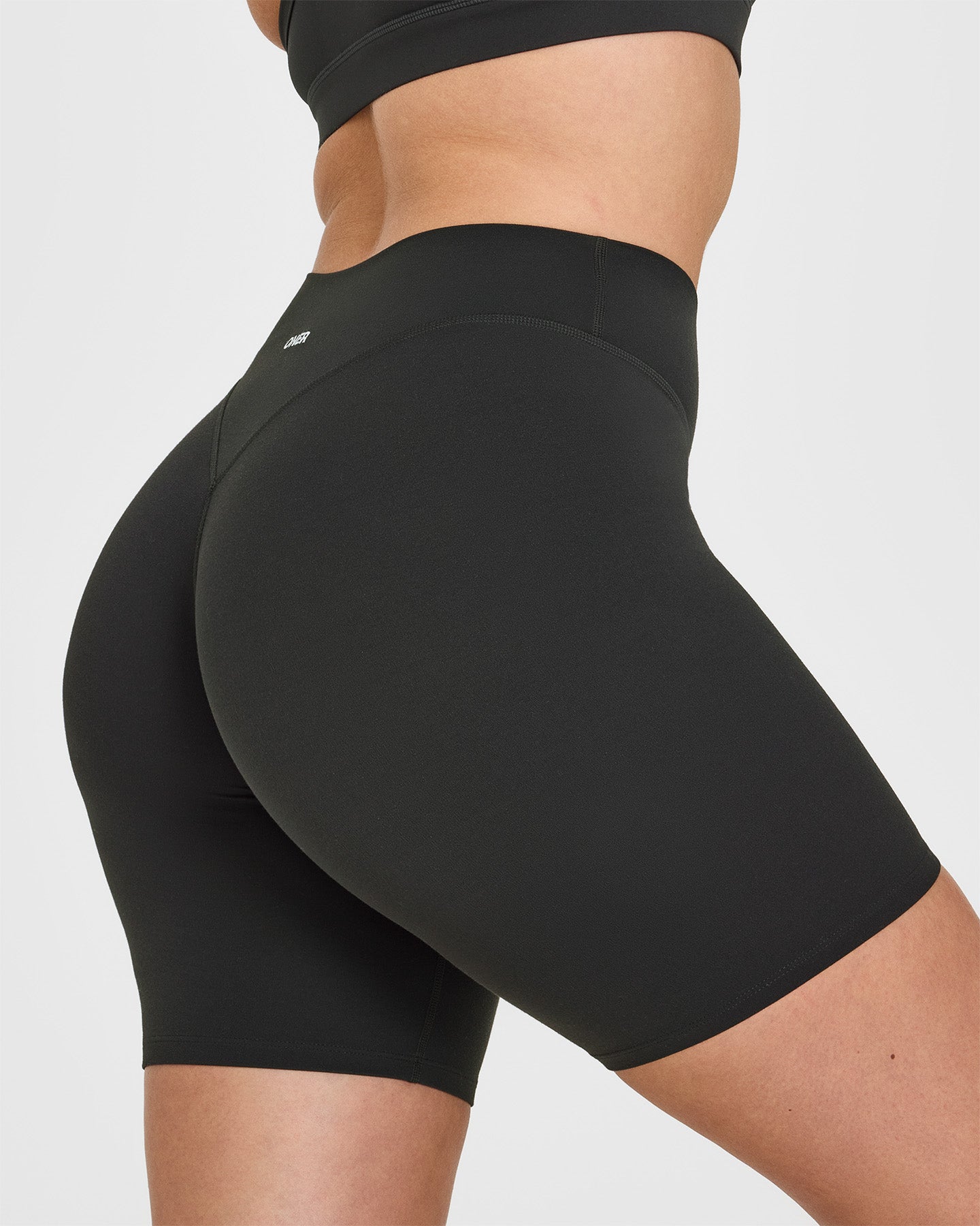 SoftMotion™ Cycling Shorts 8" with White Logo | Soft Black