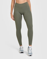 SoftMotion™ Leggings with White Logo | Alpine Green