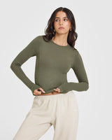 Mellow™ Rib Mid Long Sleeve Top | Alpine Green