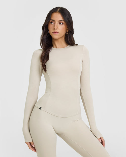 Oner Modal Mellow™ Rib Long Sleeve Top | Sand