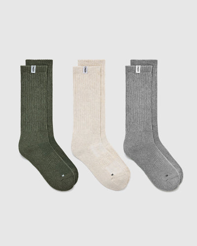 Slouchy Socks 3 Pack | Alpine Green/Sand/Grey