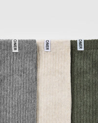 Slouchy Socks 3 Pack | Alpine Green/Sand/Grey