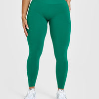 EffortlessLift™ Seamless Leggings with White Logo | Emerald Green