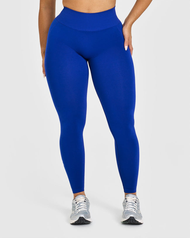 EffortlessLift™ Seamless Leggings with White Logo | Strong Blue