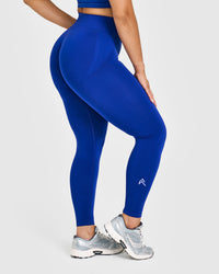 EffortlessLift™ Seamless Leggings with White Logo | Strong Blue