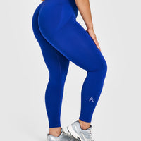 EffortlessLift™ Seamless Leggings with White Logo | Strong Blue