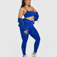 EffortlessLift™ Seamless Leggings with White Logo | Strong Blue