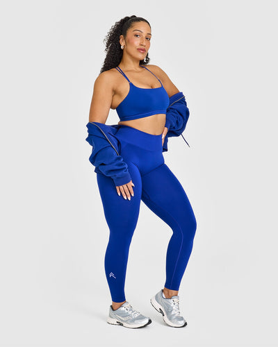 EffortlessLift™ Seamless Leggings with White Logo | Strong Blue