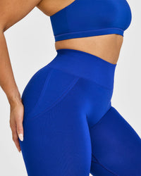 EffortlessLift™ Seamless Leggings with White Logo | Strong Blue