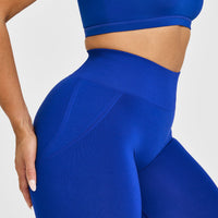 EffortlessLift™ Seamless Leggings with White Logo | Strong Blue