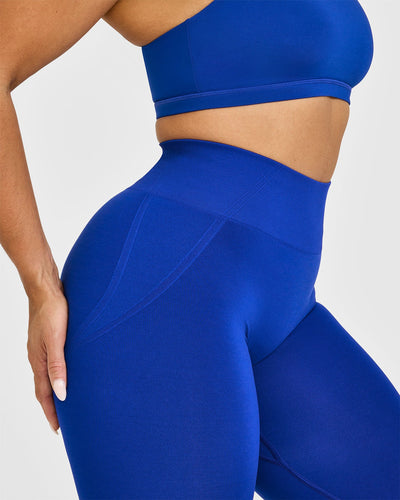 EffortlessLift™ Seamless Leggings with White Logo | Strong Blue