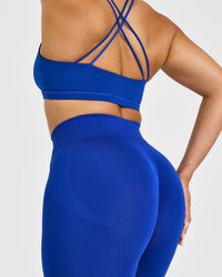 EffortlessLift™ Seamless Leggings with White Logo | Strong Blue