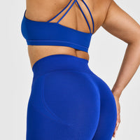 EffortlessLift™ Seamless Leggings with White Logo | Strong Blue