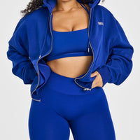 EffortlessLift™ Seamless Leggings with White Logo | Strong Blue