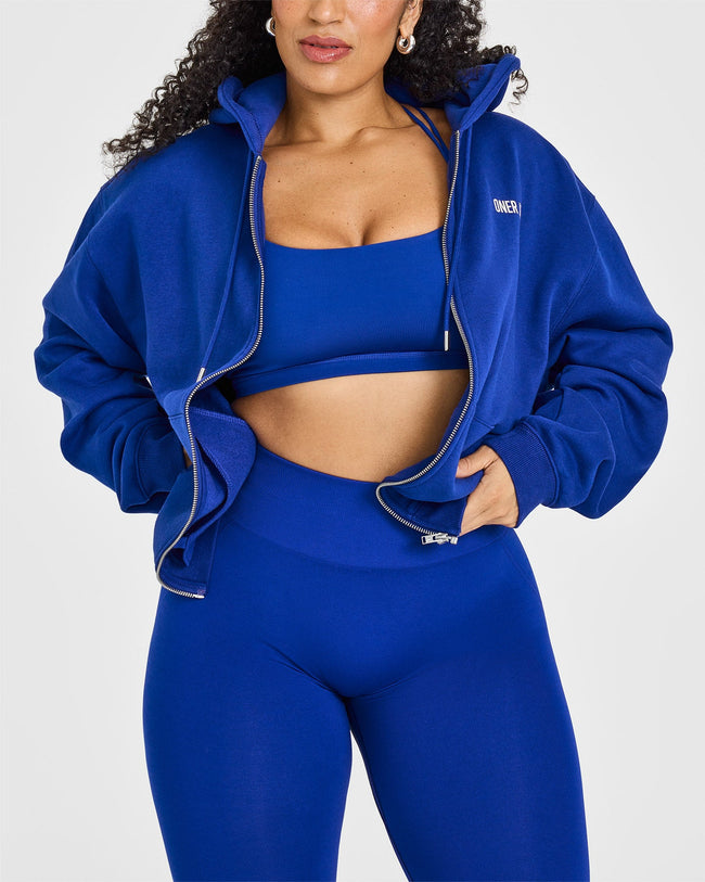 EffortlessLift™ Seamless Leggings with White Logo | Strong Blue