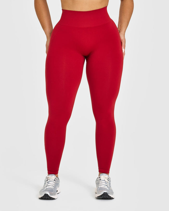 EffortlessLift™ Seamless Leggings with White Logo | Toasted Red
