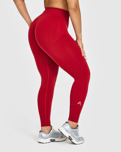 Effortless Seamless Leggings with White Logo | Toasted Red