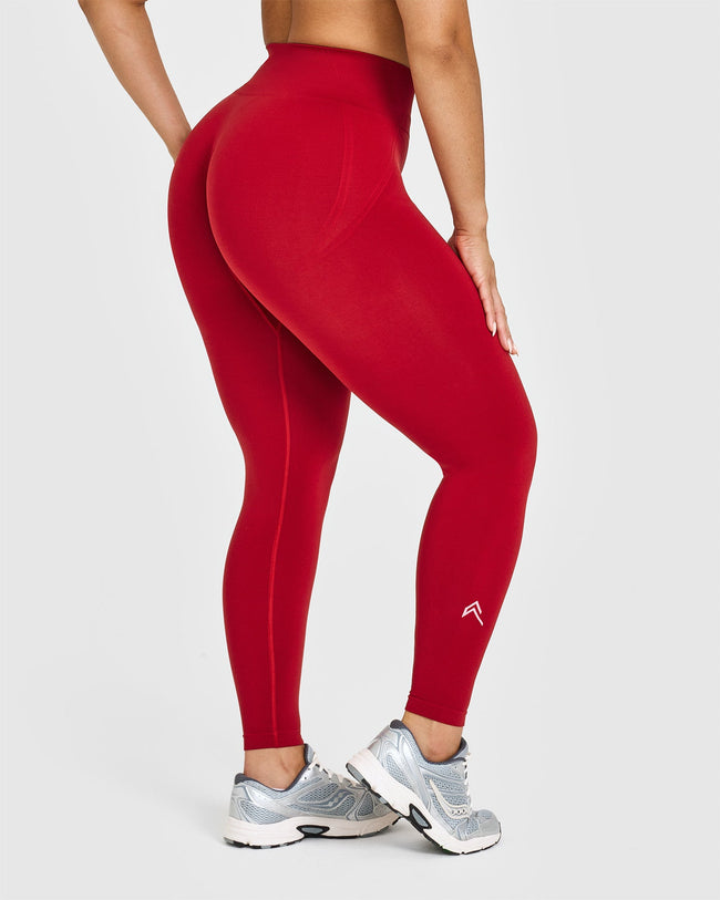 EffortlessLift™ Seamless Leggings with White Logo | Toasted Red
