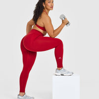 EffortlessLift™ Seamless Leggings with White Logo | Toasted Red