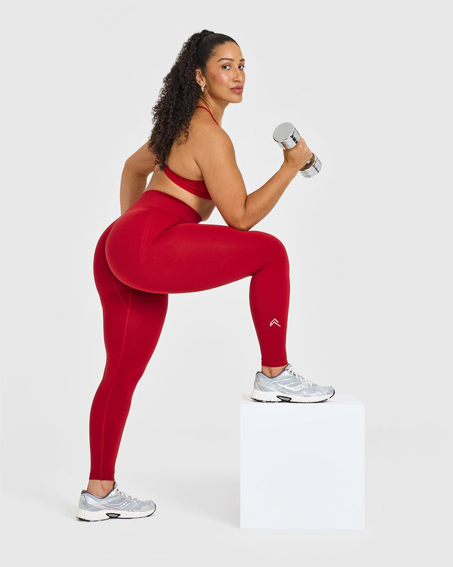 EffortlessLift™ Seamless Leggings with White Logo | Toasted Red