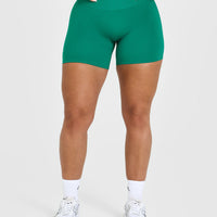 EffortlessLift™ Seamless Shorts with White Logo | Emerald Green