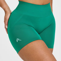 EffortlessLift™ Seamless Shorts with White Logo | Emerald Green