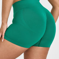 EffortlessLift™ Seamless Shorts with White Logo | Emerald Green