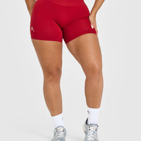 EffortlessLift™ Seamless Shorts with White Logo | Toasted Red