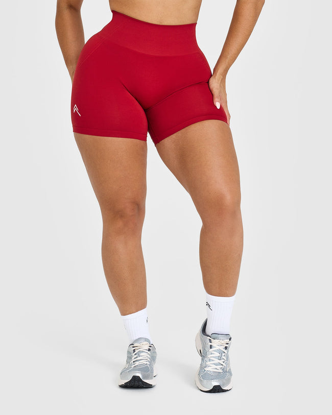 EffortlessLift™ Seamless Shorts with White Logo | Toasted Red
