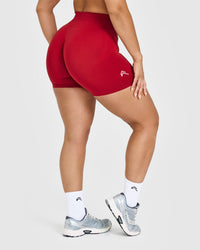 EffortlessLift™ Seamless Shorts with White Logo | Toasted Red