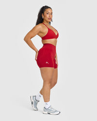 EffortlessLift™ Seamless Shorts with White Logo | Toasted Red