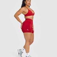 EffortlessLift™ Seamless Shorts with White Logo | Toasted Red