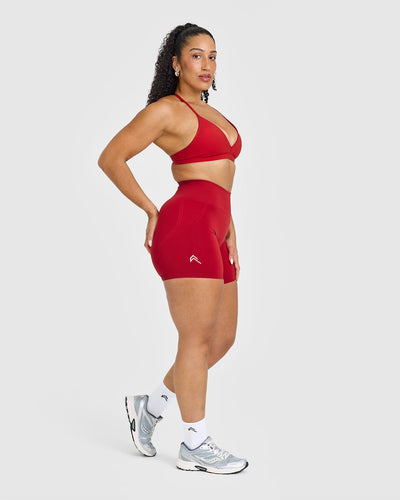EffortlessLift™ Seamless Shorts with White Logo | Toasted Red