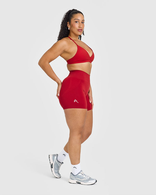 EffortlessLift™ Seamless Shorts with White Logo | Toasted Red
