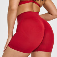 EffortlessLift™ Seamless Shorts with White Logo | Toasted Red
