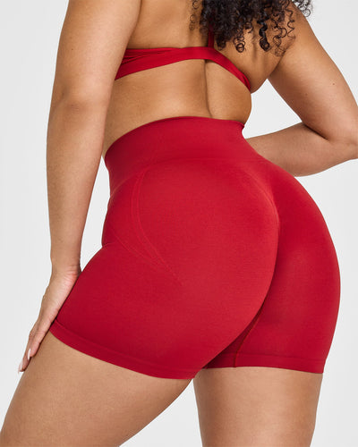 EffortlessLift™ Seamless Shorts with White Logo | Toasted Red